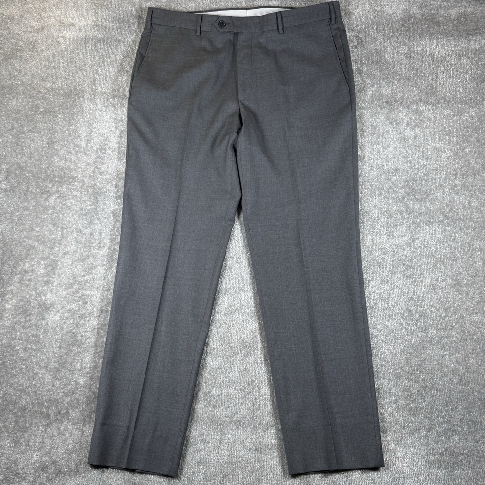 Zignone Pants Men's 38x31 Gray Wool E-Motion Comfort Waistband Trouser Italy